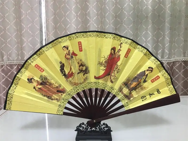 Китайский ручной вентилятор, качественный, бамбуковый, деревянный, с принтом, портативный, Складной вентилятор, ручной работы, для свадьбы, вечеринки, танцев, лучший подарок, Складной вентилятор - Цвет: 22
