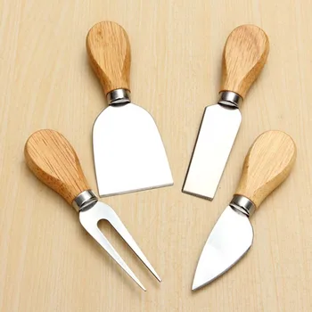 

50 sets *4pcs/sets Knives Bard Set Oak Handle Cheese Knife Kit Kitchen Cooking Tools Useful Accessories