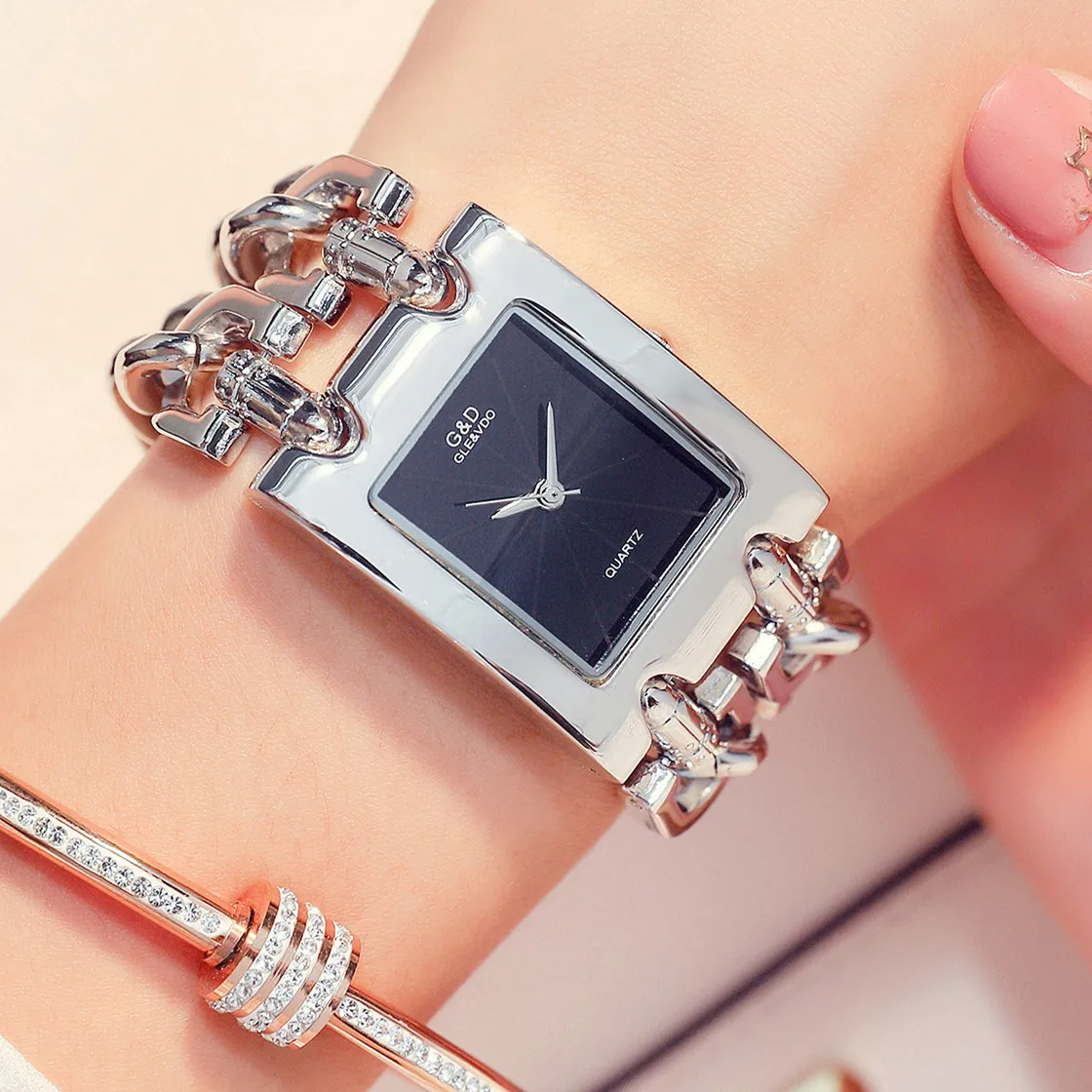 G & D женские наручные часы серебряные кварцевые Relogio Feminino Reloj Mujer лучший бренд