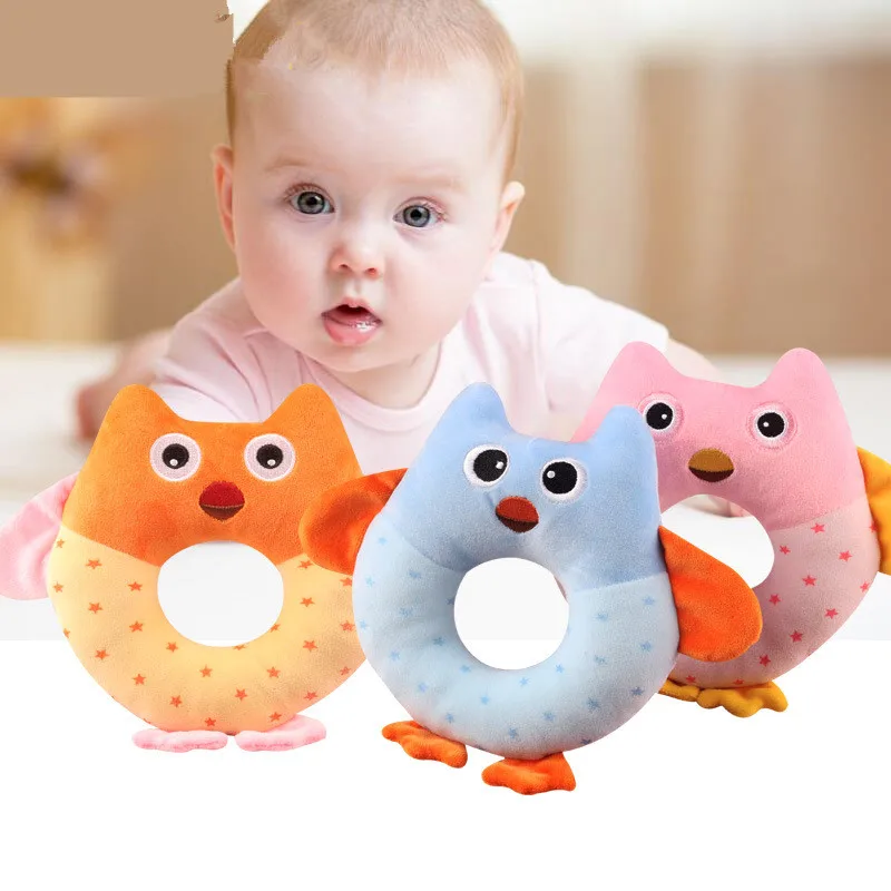 Infant Toy Soft Plush Handbells Rattles Cartoon Owl Bird Mobiles