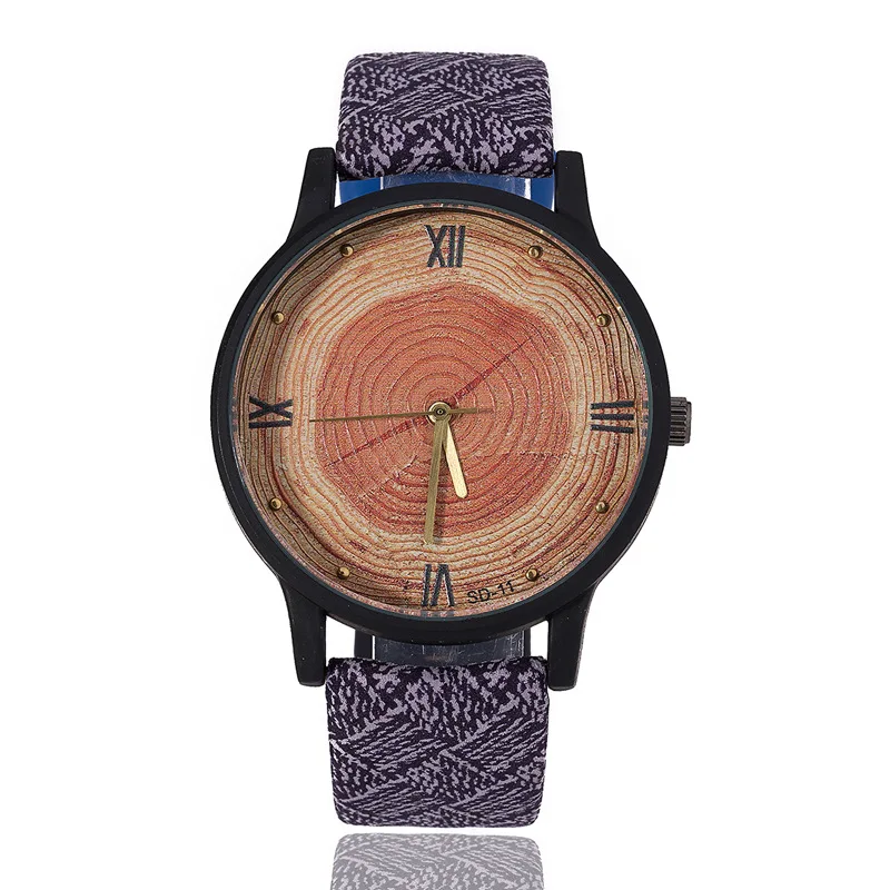 New Wood Women Watches Retro 2016 Casual FEIFAN Brand Vintage Leather Quartz Clock Woman Fashion Simple Face Wooden Watch Black
