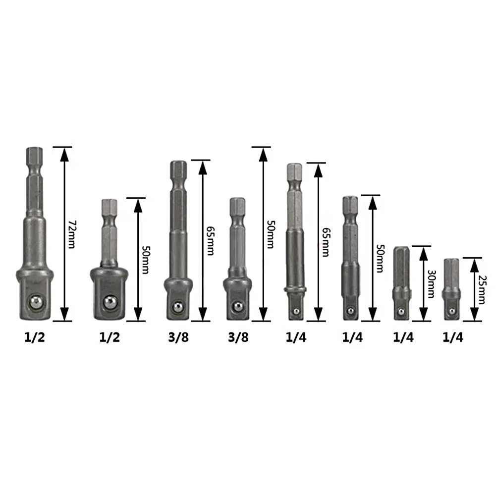 8 шт. Набор торцевых адаптеров, шестигранные сверлильные гайки, силовой хвостовик 1/" 3/8" 1/", соединительная головка, удлиняющие сверла, гаечный ключ