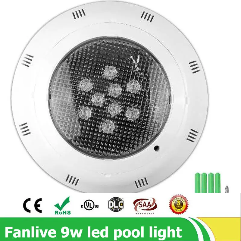 

3pcs/lot 6w 9W RGB Swimming Pool LED Light IP67 Underwater Spotlight Lamp With Remote Control Pond Lights 12V Lighting Fountain