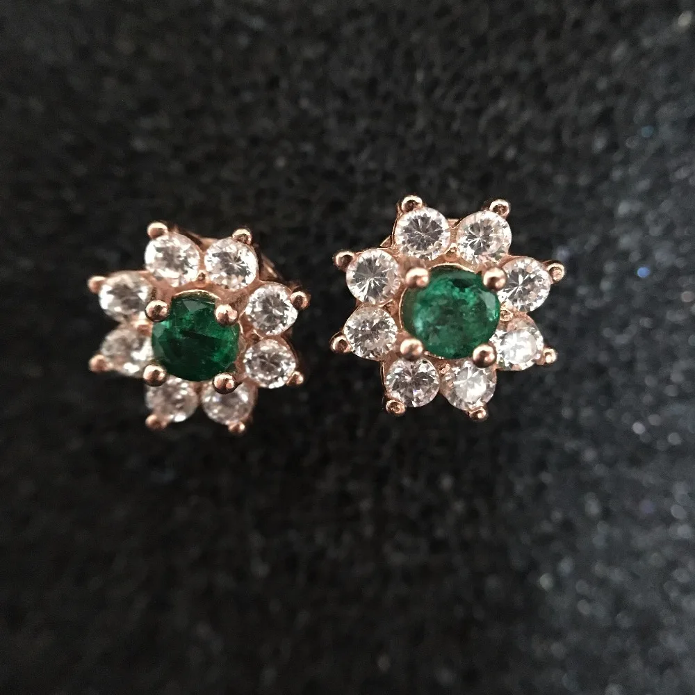 Natural emerald stud earring Natural and real emerald 925 sterling