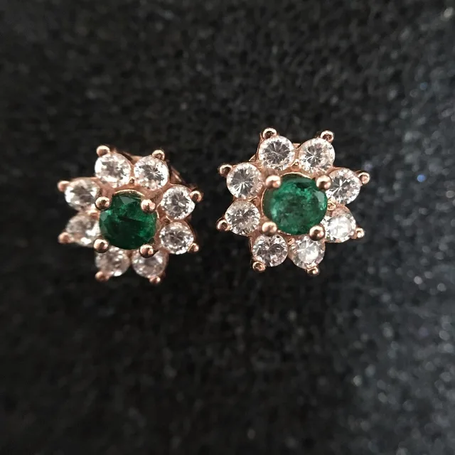 Natural Emerald Stud Earring And Real 925 Sterling Natural Emerald Stud Earring And Real 925 Sterling Silver 2pcs Gems For Men Or