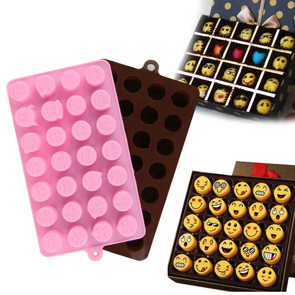 New Silicone Chocolate Mold 28 Cavity Funny Emoji Face DIY Soap Candy