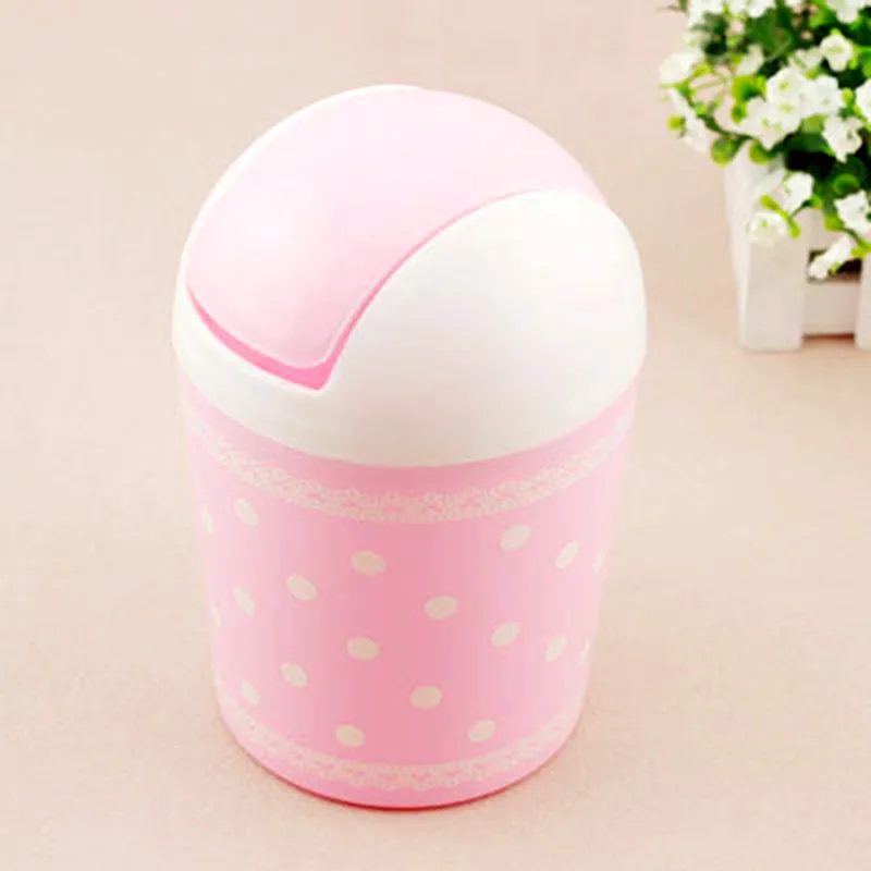 

Cute Up Litter bin Mini Trash Can Waste Storage Cover Container Practical Portable Office Desk Car Trash Bin JSX GHMY