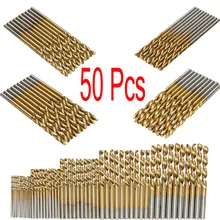50pcs A Set HSS Titanium Coated Twist Drill Bit Set for Metal Drilling Woodworking Drill Sharpener 1/1.5/2/2.5/3mm Saw Set Tool