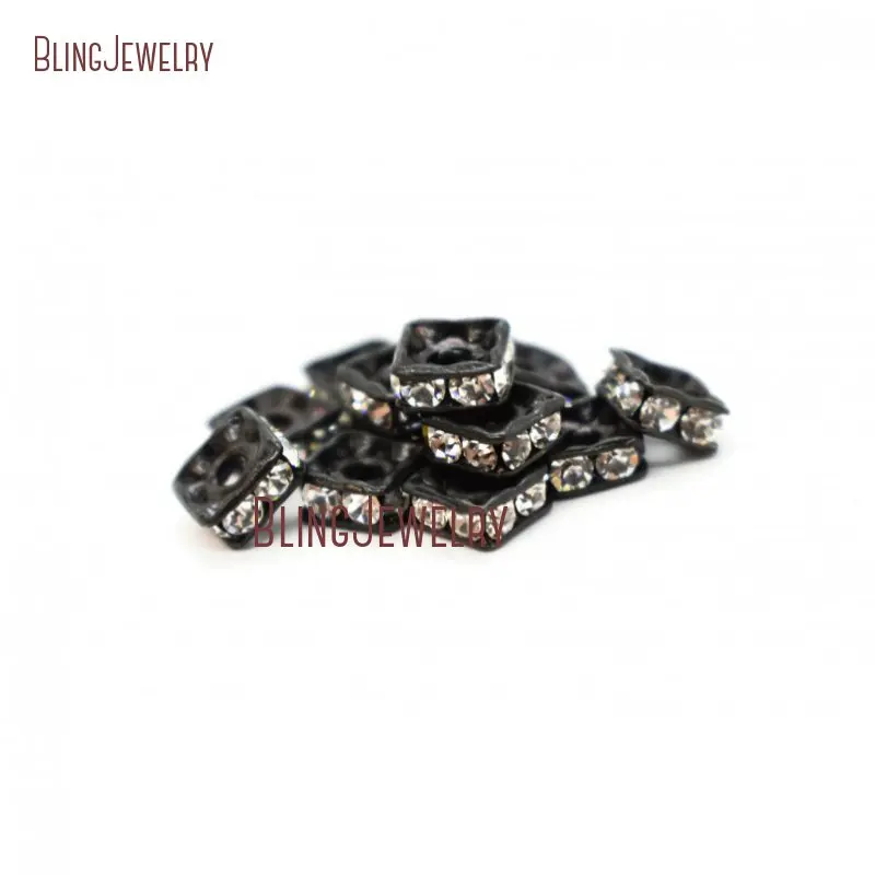 

Crystal Black Plated Brass Crystal Squaredelle Quatra Rondelle Spacer Bead 4mm 6mm 8mm FC26950