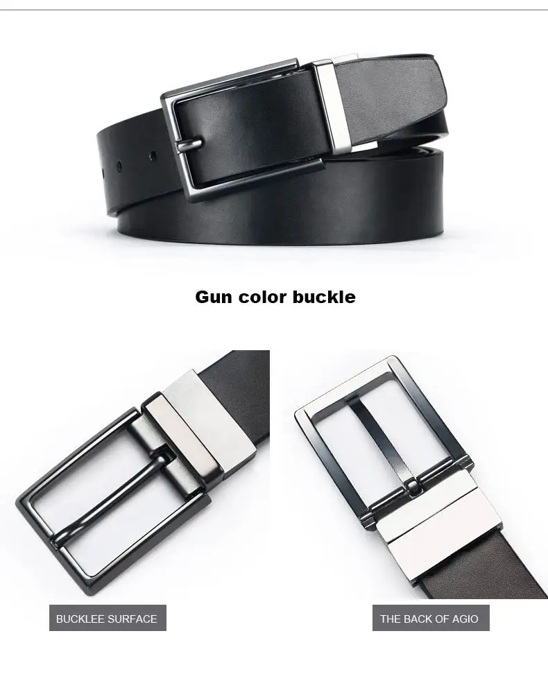 DOULILU Double-sided available Two-layer leather pin buckle belt Men's double-sided leather casual fashion belt rotation buckle  For Men Jeans Casual Belt Pin Buckle Masculine Cummerbund1 (10)