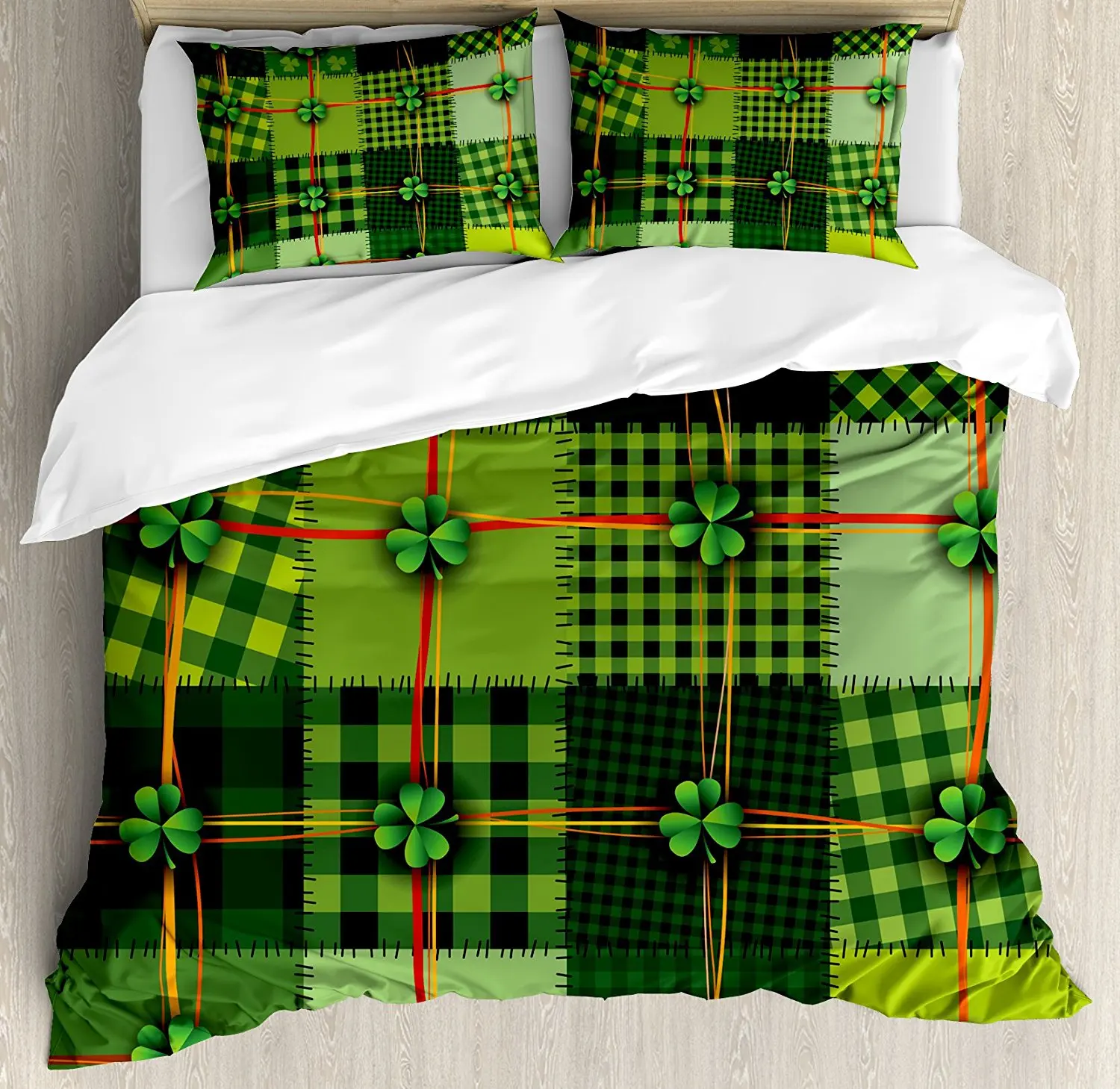 Irish Duvet Cover Set Patchwork Style St. Patrick's Day Themed Quilt