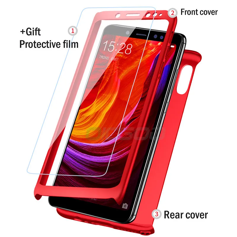 OICGOO Luxury 360 Full Cover Case For Xiaomi Redmi 5 Plus S2 6A 6 Pro Note 5A Phone Cases For Redmi Note 5 6 Pro Case With Glass