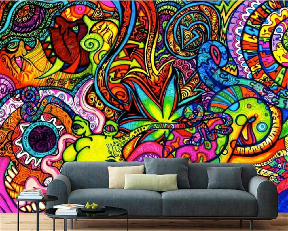 

beibehang Custom Photo Mural Wallpaper European Retro Graffiti Watercolor Art Home Decor Background wallpaper for walls 3 d