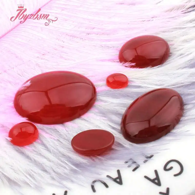 

Oval Red Agates Beads CAB Cabochon Flatback Dome Undrilled Natural Stone Beads For DIY Pandandt Earring Ring Jewelry Making 5pc