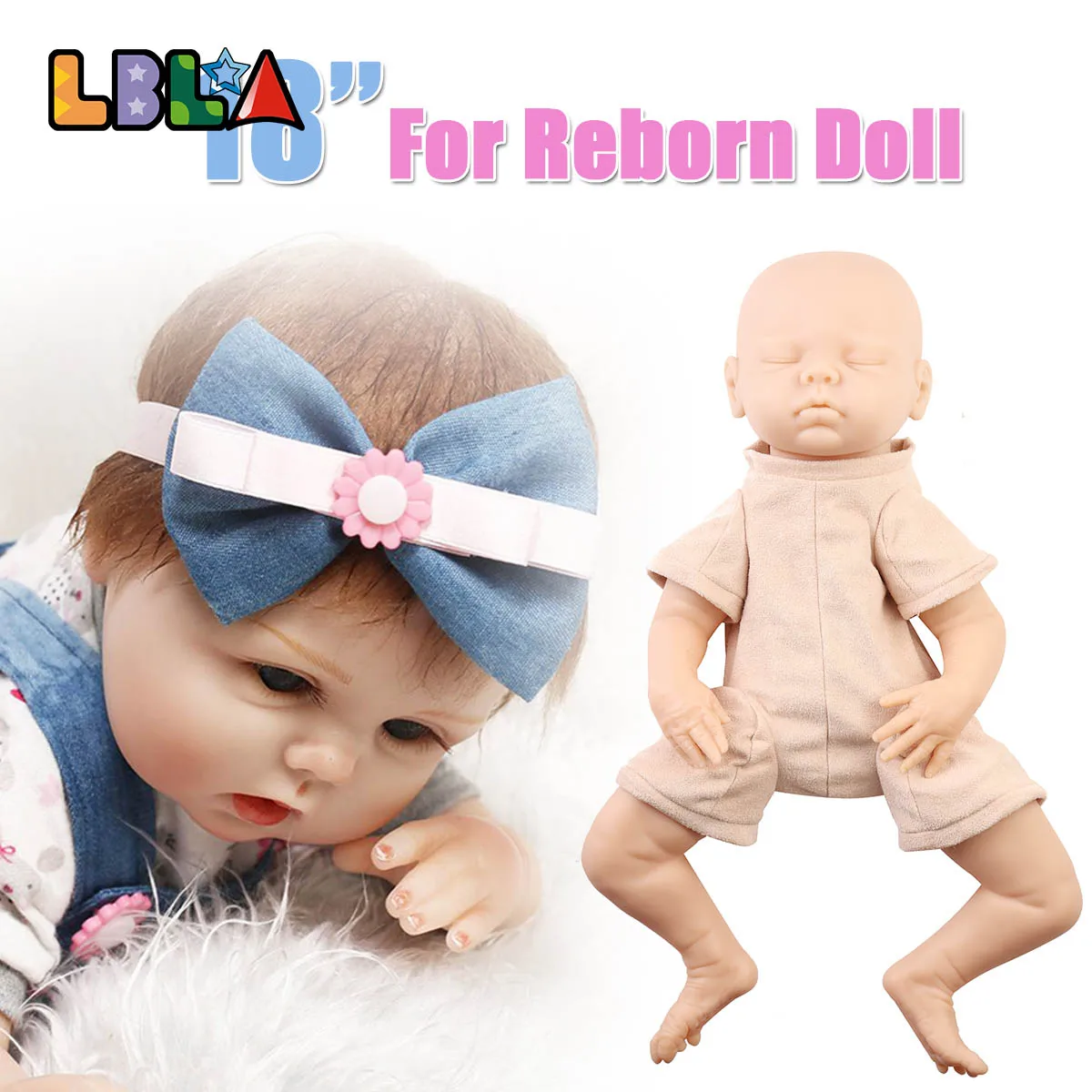 

18 inch Silicone DIY Mould Realistic Reborn Dolls Toys Lifelike Newborn Baby Doll Kit with Full Arms Legs Head