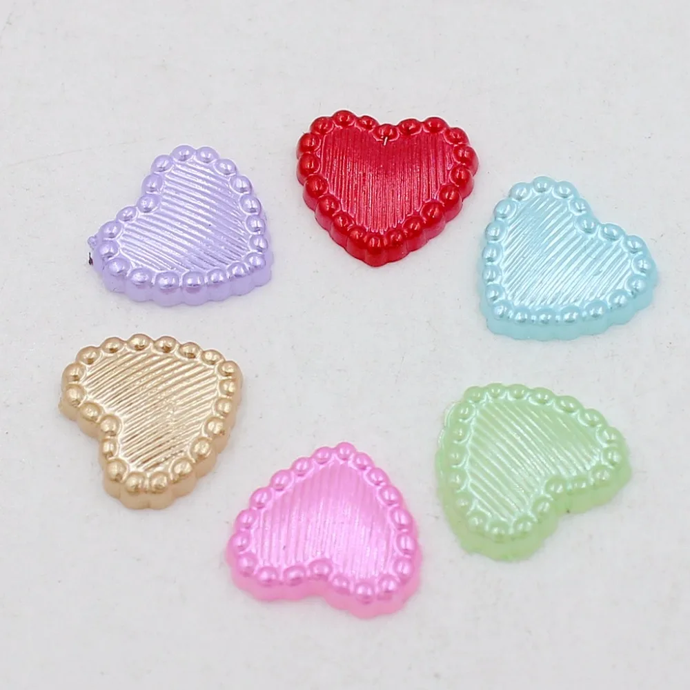 

Multi 1000Pcs 10mm Craft ABS Imitation Heart With Stripe Half Pearls Flatback Pearls Resin Scrapbook Beads