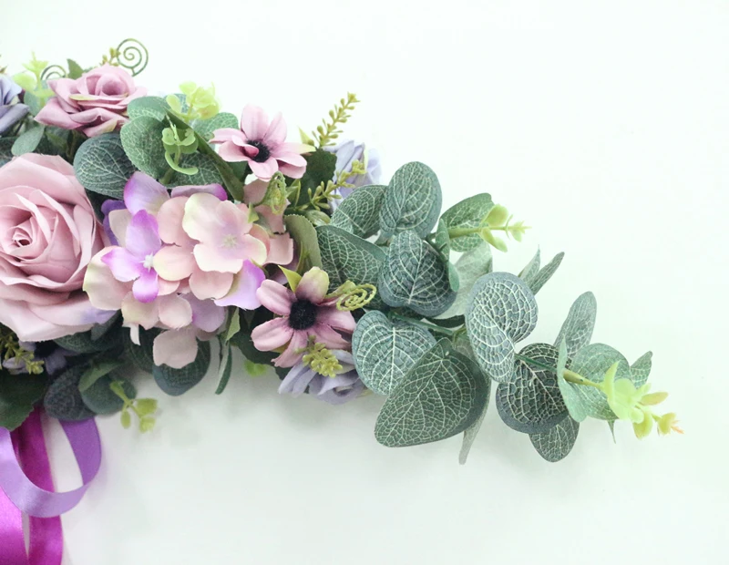 JAROWN Artificial Wreath Threshold Flower Simulation Silk French Rose Floral Garland Wedding Party Decor Home Office Door Flores (13)