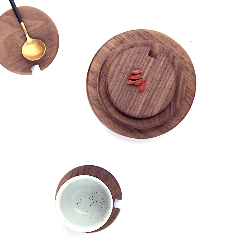 DIY черный орех Coaster Чай церемония твердой древесины творческий чашка для дома коврики круглый простой изоляционная салфетка для стола