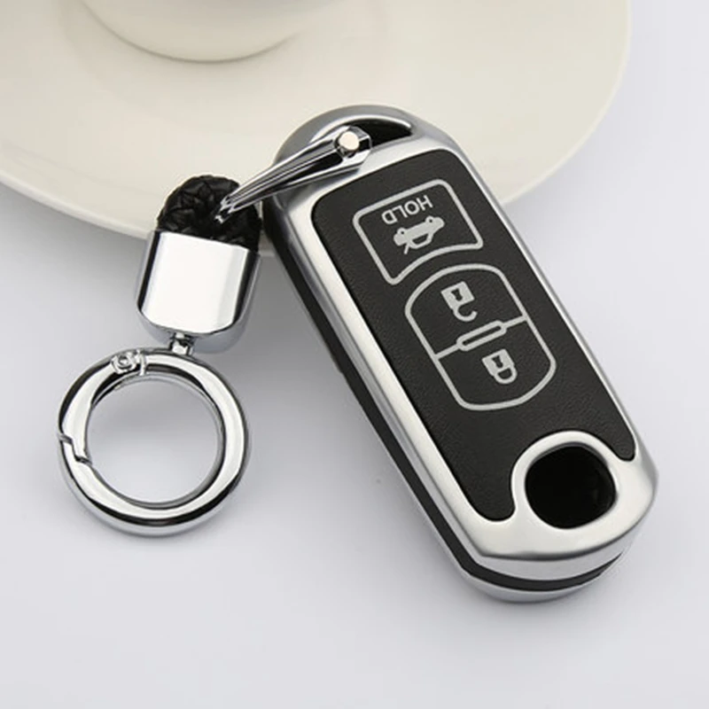 

For Mazda 6 Atenza Mazda 3 Axela Mazda 2 CX-5 CX5 CX-7 CX-9 2015 2016 2017 2018 2019 Luminous Zinc Leather Key Case Cover Shell