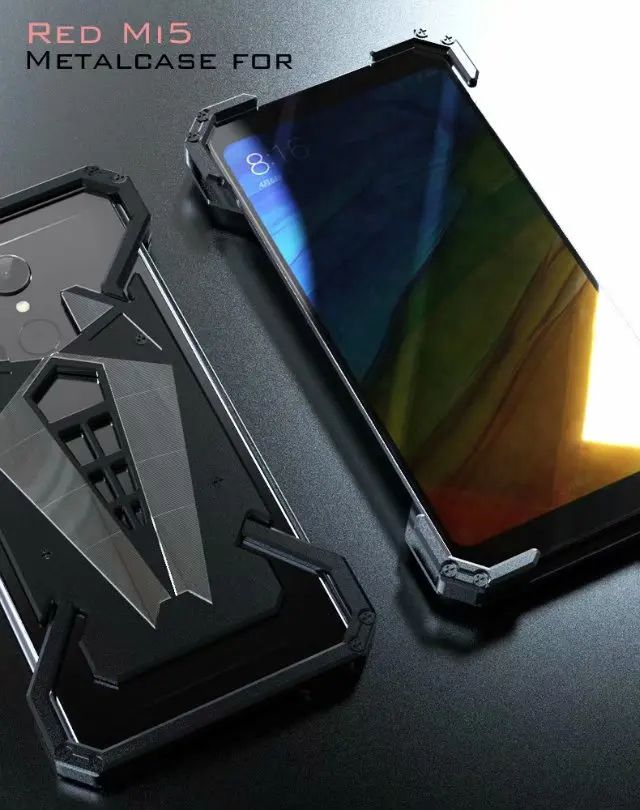 

Metal Aluminum Dirt Shockproof Case For Xiaomi Redmi 5 5.7 inch Heavy Rugged Cover Metal Frame Bumper Back Cover For Redmi 5