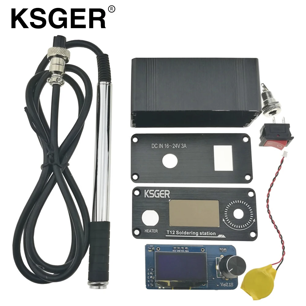 

KSGER V2.1S STM32 OLED T12 Digital DIY Soldering Station Controller 9501 Stainless Steel Alloy Electric Soldering Iron Handle