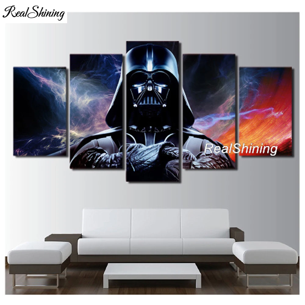 

REALSHINING 5Pcs Star War Man 5D Diy Diy Diamond Painting Cross Stitch Mosaic Square Drill Diamond Full Embroidery DM377