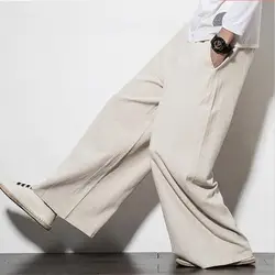 Мужские прямые брюки в китайском стиле, однотонные удобные свободные широкие брюки, плюс размер, M-7XL, белый, красный, черный