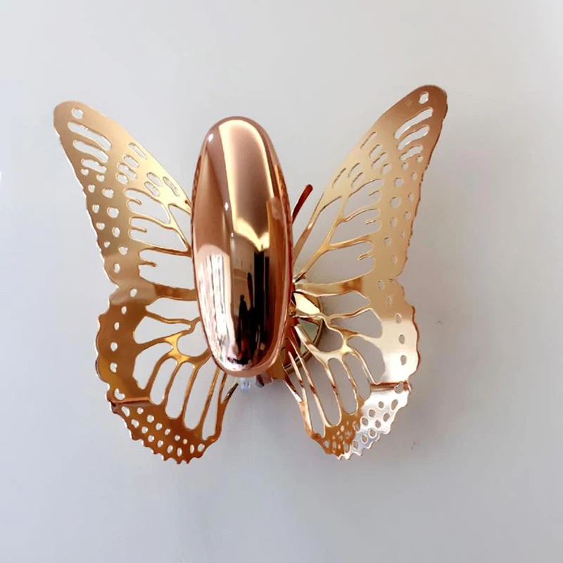 Horsten New Creative LED Wall Lamp Butterfly Lampshade Projection Shadow Wall Light Gold Butterfly Wall Sconce For Home Cafe Hotel Decoration (2)