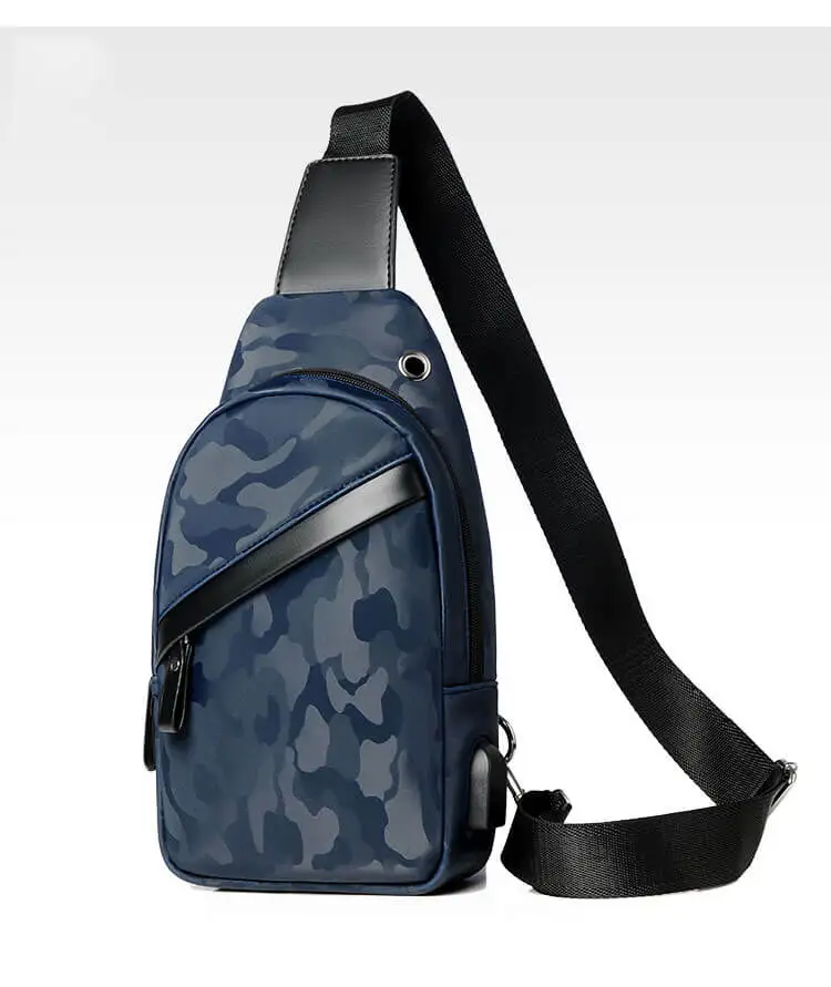 Черный нагрудный пакет мужская повседневная сумка через плечо usb зарядка нагрудная сумка мужская водонепроницаемая камуфляжная дорожная сумка-мессенджер