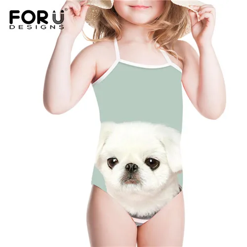 FORUDESIGNS/цельный купальный костюм Одежда для купания для девочек, детский купальный костюм с принтом собаки Kawaii, детский бандин бикини, Спортивная пляжная одежда - Цвет: Y0496BS