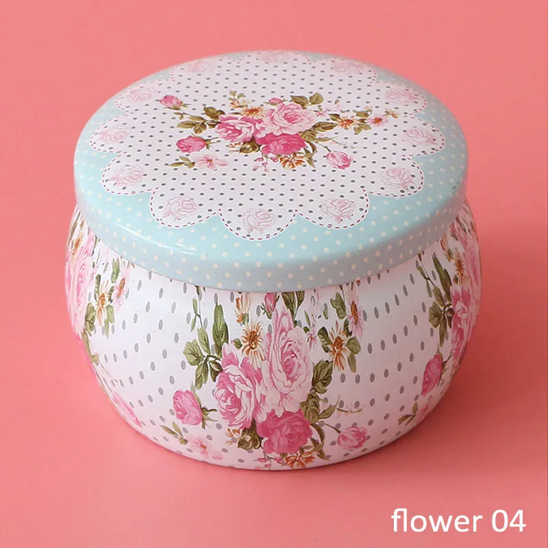 Коробка для конфет в форме барабана с изображением розового чайника, печенья, праздничные вечерние принадлежности, 1 шт., жестяная пластина, многофункциональный Декор для дома - Цвет: flower 04