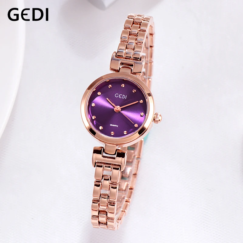 

GEDI Women Dress Watches Luxury Brand Ladies Woman Quartz Watch Stainless Steel Band Rose Gold Women's Wristwatch reloj mujer