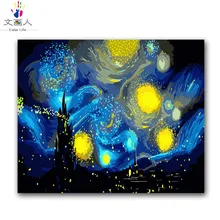 Венцент Ван Гог Звездная картина-Раскраска по номерам с комплектами Номера для рисования в комнате украшения квартиры на стене