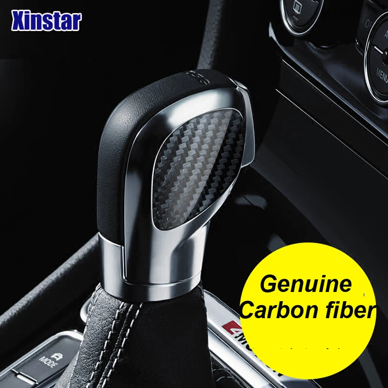 Real de Fibra Botão da Engrenagem do Carro Adesivo para vk Lote Carbono Decoração Volkswagen vw Golf Gti r Passat b5 b6 b7 Mk4 Mk6 Mk7 cc 2 Pçs - 2 botão da engrenagem do carro decoração adesivo
