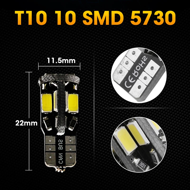 HLXG 20x T10 921 912 W16W Поворотная сигнальная лампа парковочная SMD DC лампа заднего тормоза 5730 светодиодный светильник для салона автомобиля T10 лампы заднего хода