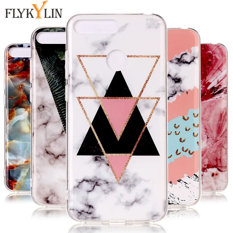 

honor 7A Pro Case on For Coque Huawei Y6 Prime 2018 case 5.7 inch Marble Stone Soft TPU Cover For Huawei honor 7A Pro Phone Case