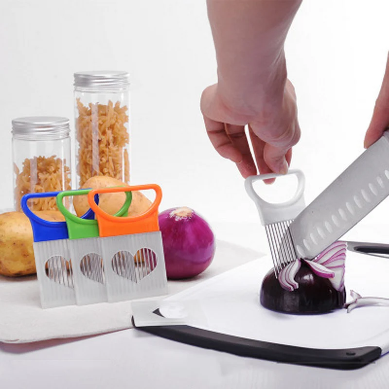 Vegetable Fruit Beef Onion Slicer Cutting Holder Cutter Slicer Stainless Steel Meat Needle Kitchen Accessories