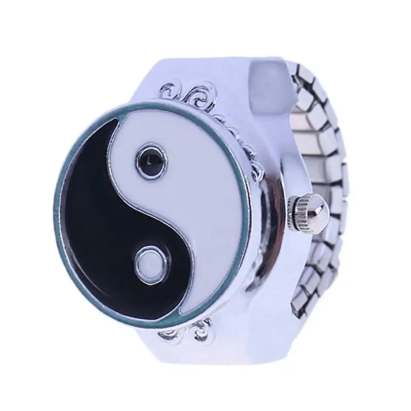 

Creative Lady Girl Jewelry Round Stretch Round Elastic Finger Ring Watches for Unisex Vintage Fashion Women Pocket Finger Ring