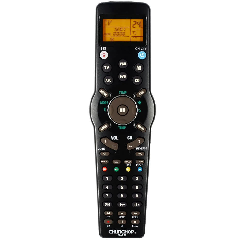 Оптовая продажа Chunghop RM-991 ТВ/SAT/DVD/CBL/CD/AC/VCR Универсальный дистанционное управление обучения для 6 сетки автомобиля в 1 код - изображение