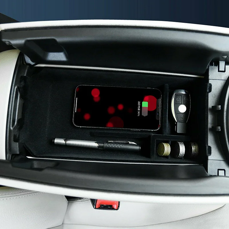 Автомобильный ящик для хранения 2 в 1 с беспроводной зарядкой телефона Mercedes Benz E