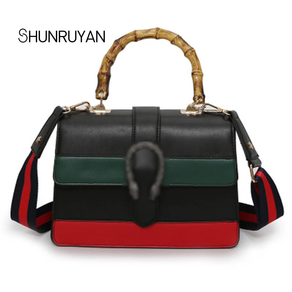 

SHUNRUYAN 2019 New Stars High Quality PU red white green style Casual Women for bag Shoulder bags Cross body bags Ladies bag