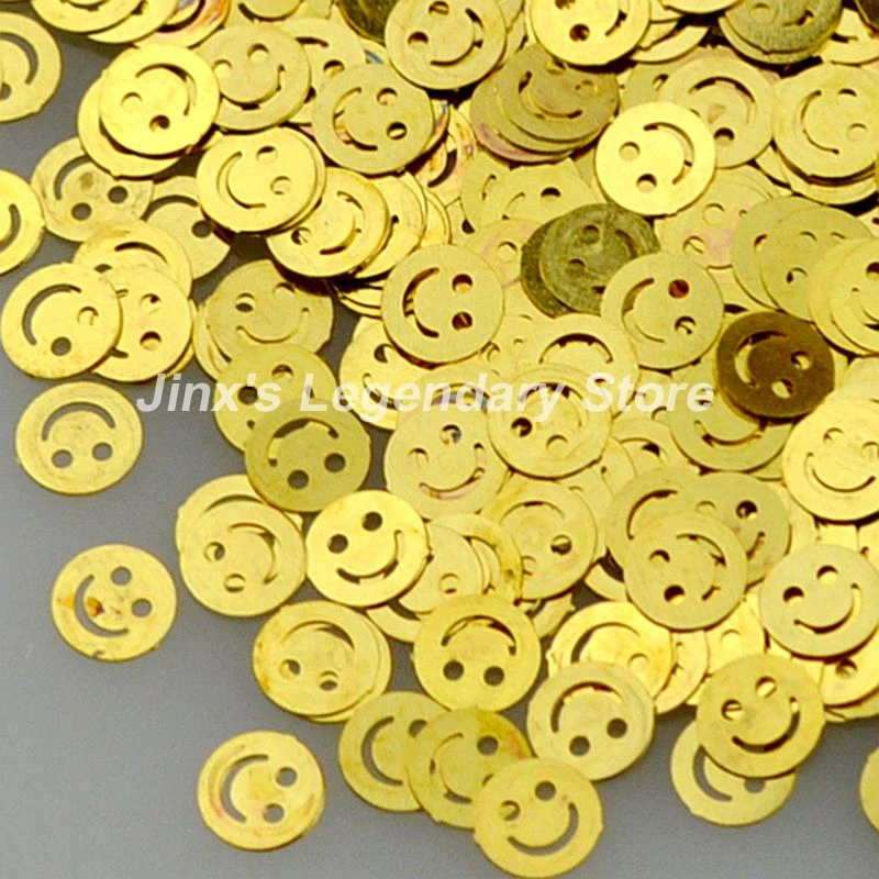 

2018 new beauty Smile face gold metal nail art decoration slice manicure nails decals sequin foil supplies tool