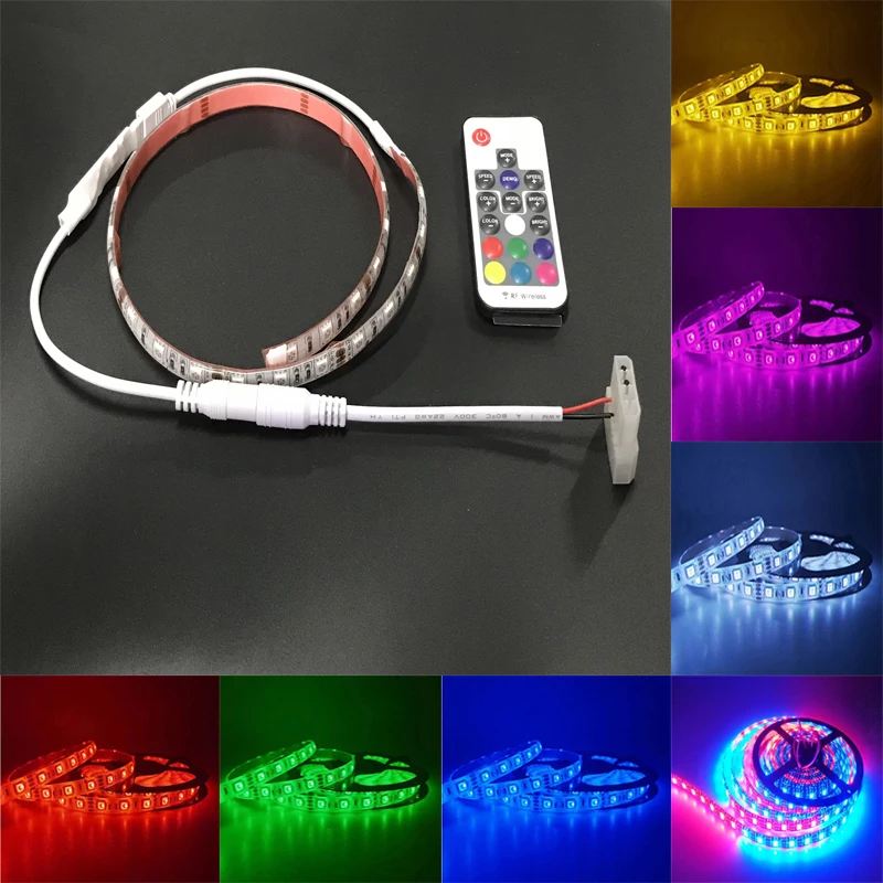 Горячая водостойкая SMD RGB Светодиодная лента 5050 шт. компьютер большой 4PIN DC 12 В в лента гибкий контроллер светодио дный Светодиодная лента