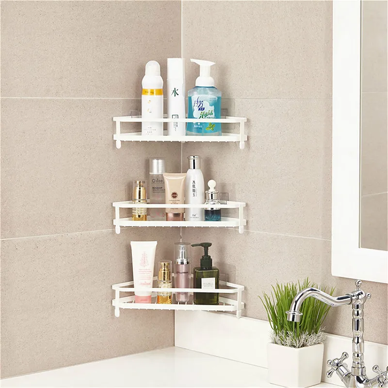 

Double-layer Multi-function Triangle Corner Storage Rack Creative Bathroom Kitchen Hardware Wall Hanging Save Space Organizer