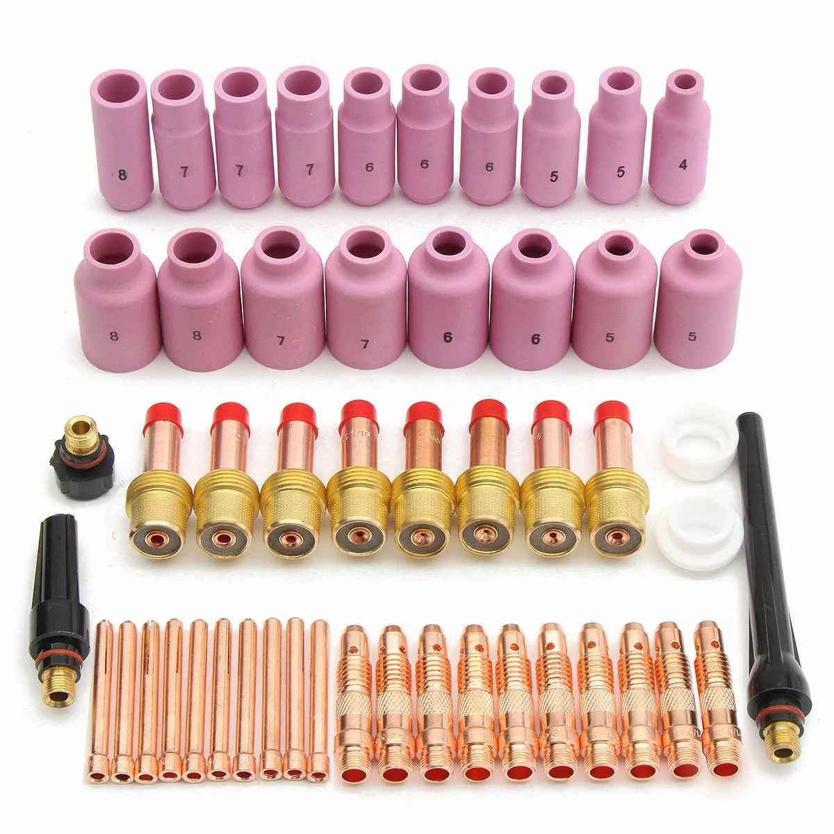 

50Pcs Durable TIG Welding Torch Stubby Gas Lens Kit Cup Collet Body Nozzle Kit For WP-17/18/26 Welding Machine Accessories
