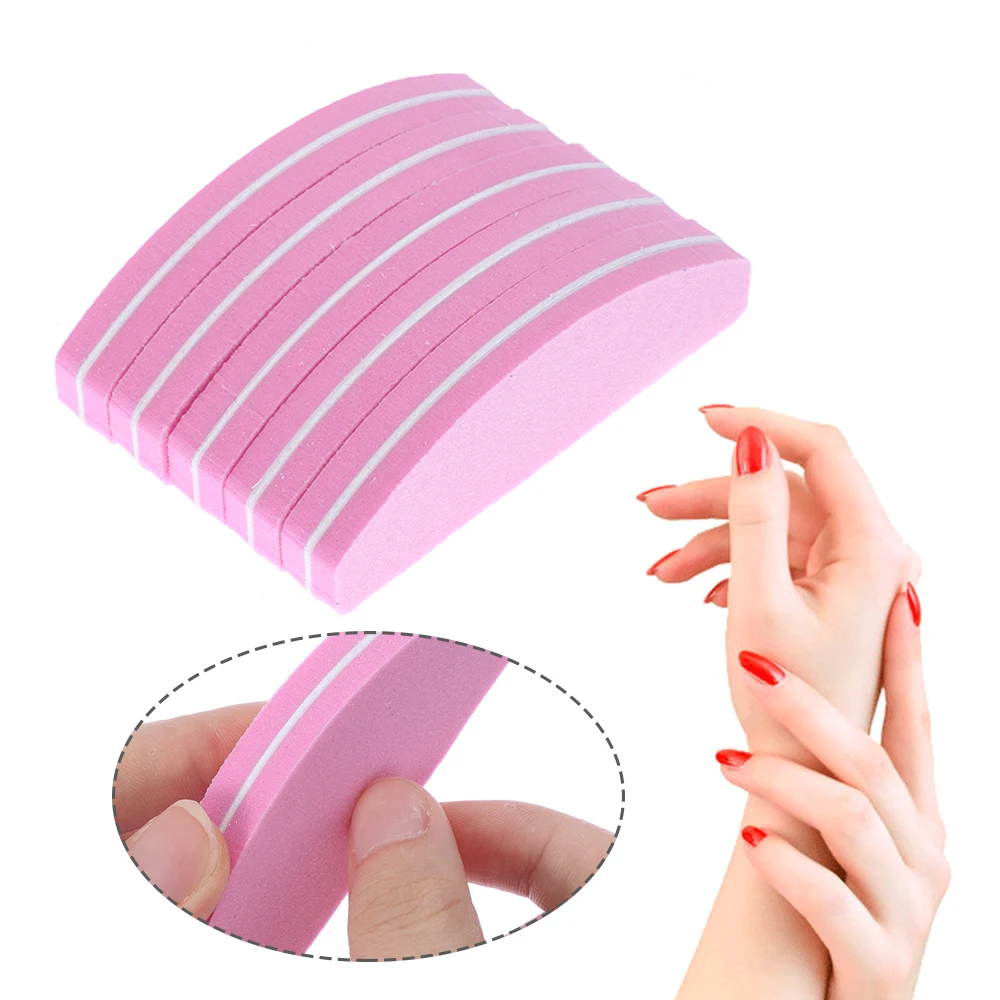 1/5Pcs Half Moon Nail File 100/180 Sponge Mini Nail Buffer Block Files For UV Gel Polish Colorful Manicure Sanding Nail Art Tool