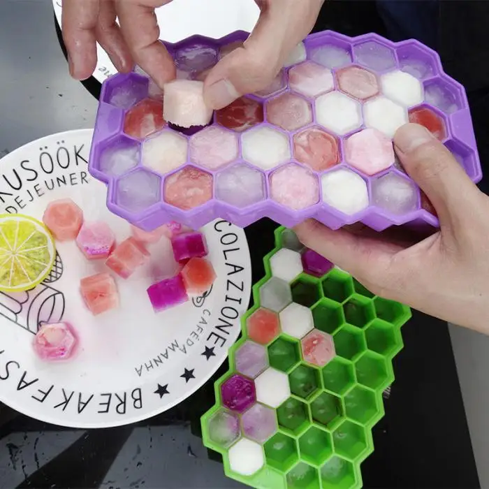 Силиконовые кубики льда лоток 37 сетки DIY Jelly Желе Форма с крышкой для бара Кухня может CSV