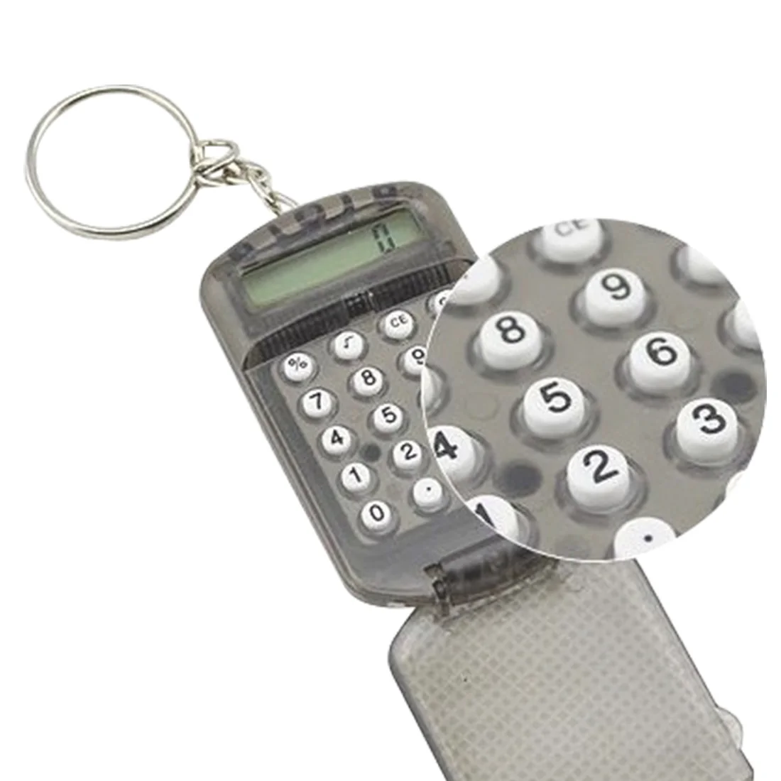 Etmakit Серый Жесткий Пластиковый корпус 8 цифр электронный мини калькулятор с брелком случайный цвет Лидер продаж