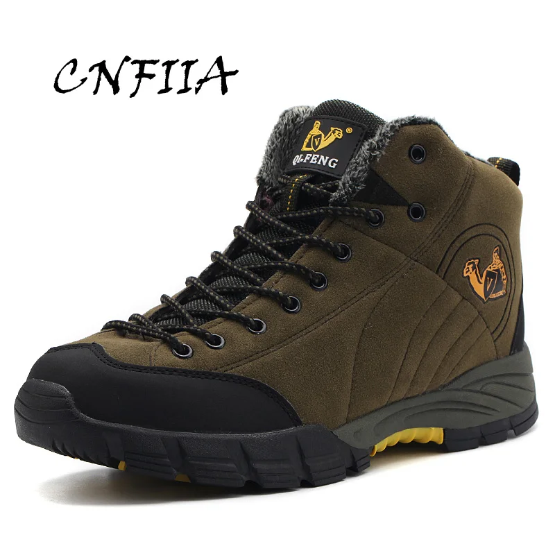 

CNFIIA Winter Boots Men Military Boots Fur Warm Male Winter Shoes High Quality Anti-Slip Unisex Couples Trekking Shoes Lace Up