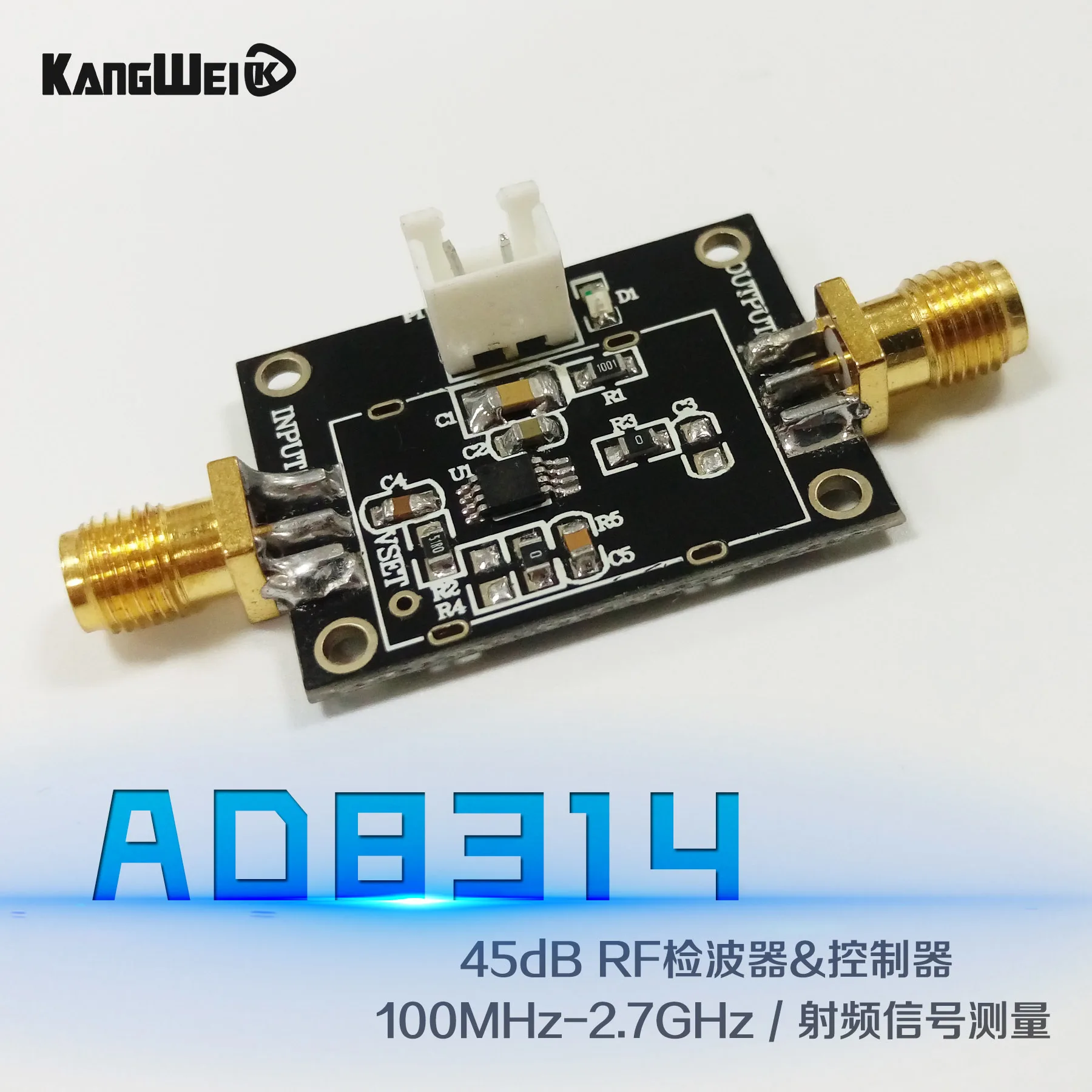 

AD8314 module 45dB RF detector / controller 100MHz-2.7GHz radio frequency signal measurement